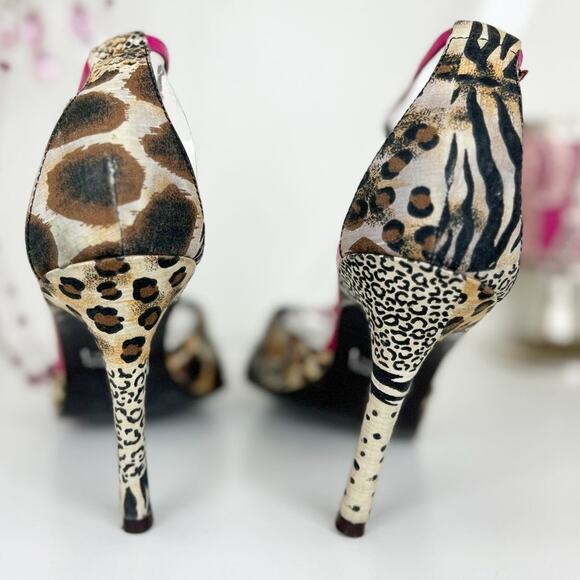 Luichiny Animal Print Pointed Toe Ankle Strap High Stiletto Heels Pumps Size 8.5 - Picture 10 of 15
